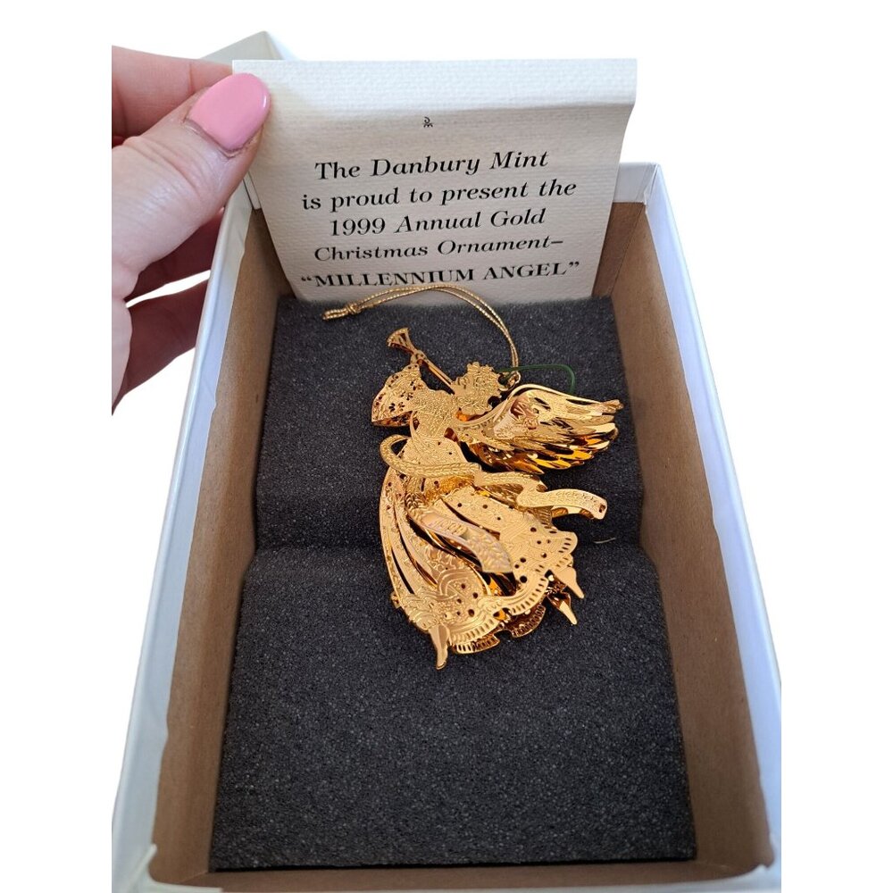 1992/1999/2004 Danbury Mint Gold-Plated Christmas Ornaments  Sleigh Angel Sled 3 - Picture 3 of 5